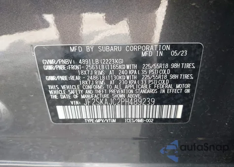 2023 Subaru Forester Sport from USA, damaged, VIN JF2SKAJC2PH489239